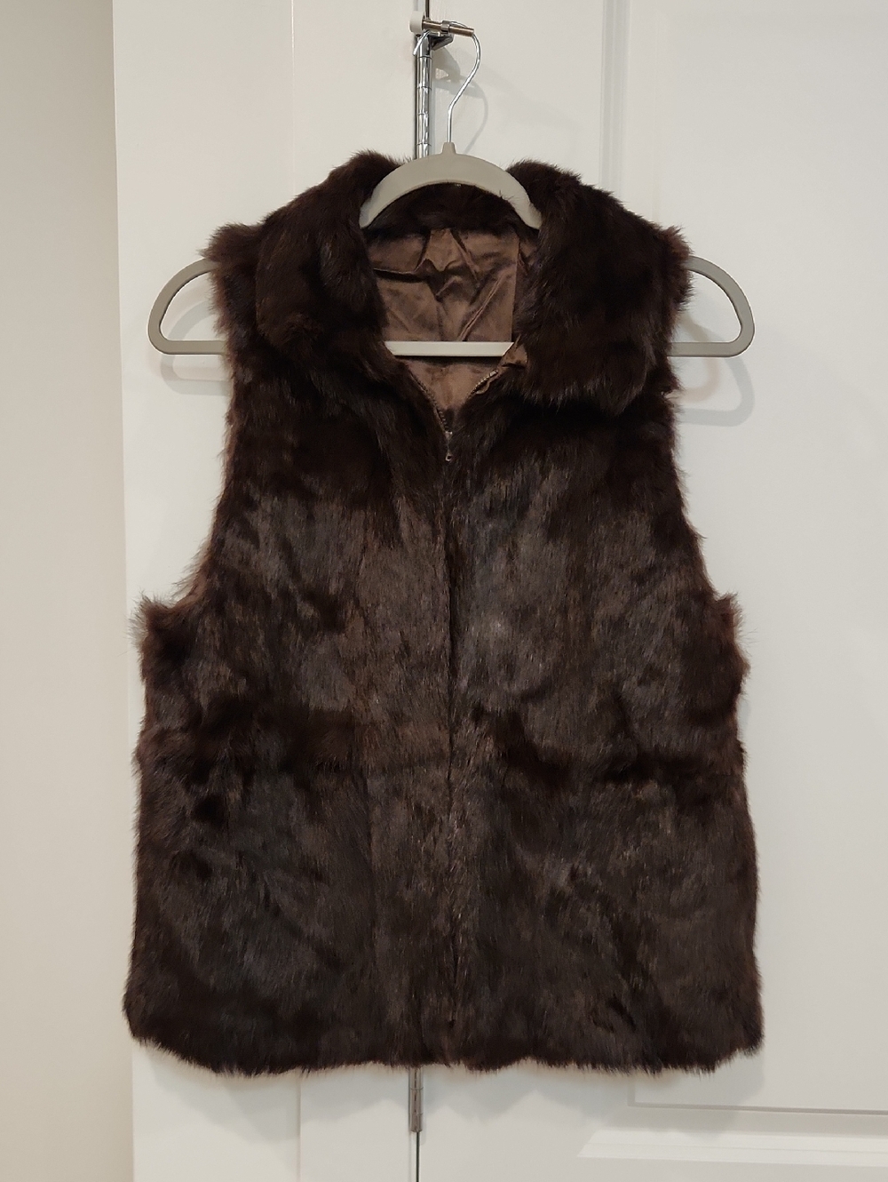 NWOT Dark Brown Real Rabbit Fur Vest